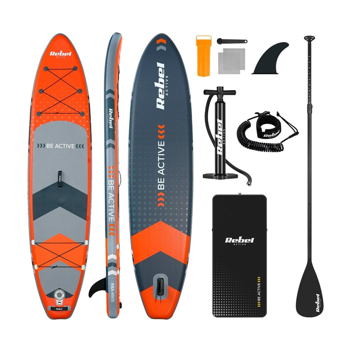 Tabla de Paddle Surf Hinchable con Accesorios Rebel RBA-4500-OR