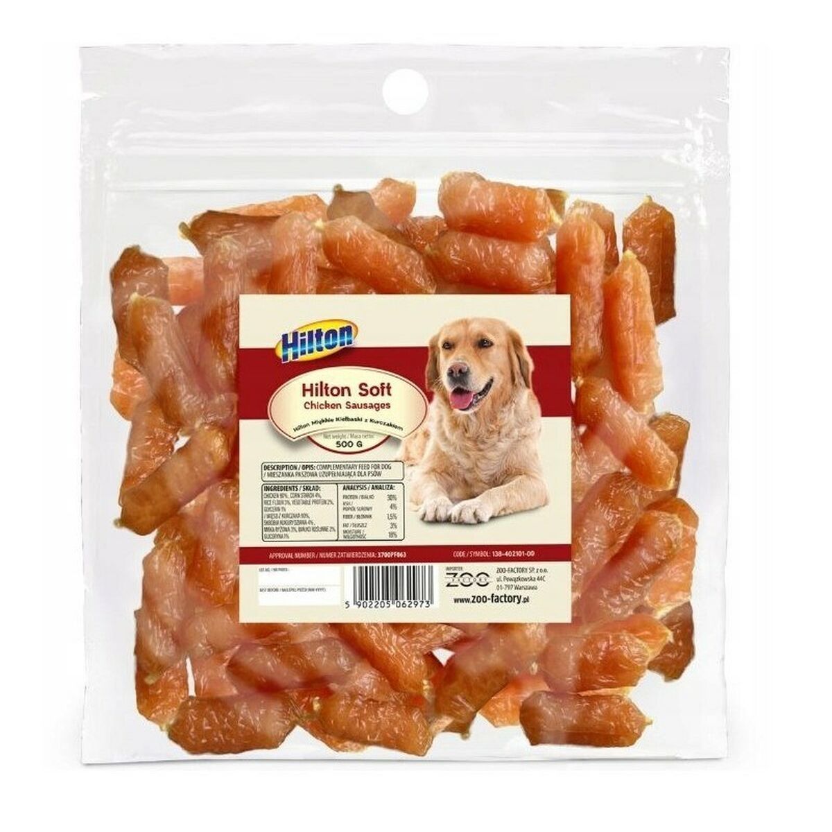 Snack para Perros Hilton Soft chicken sausages Pollo 500 g