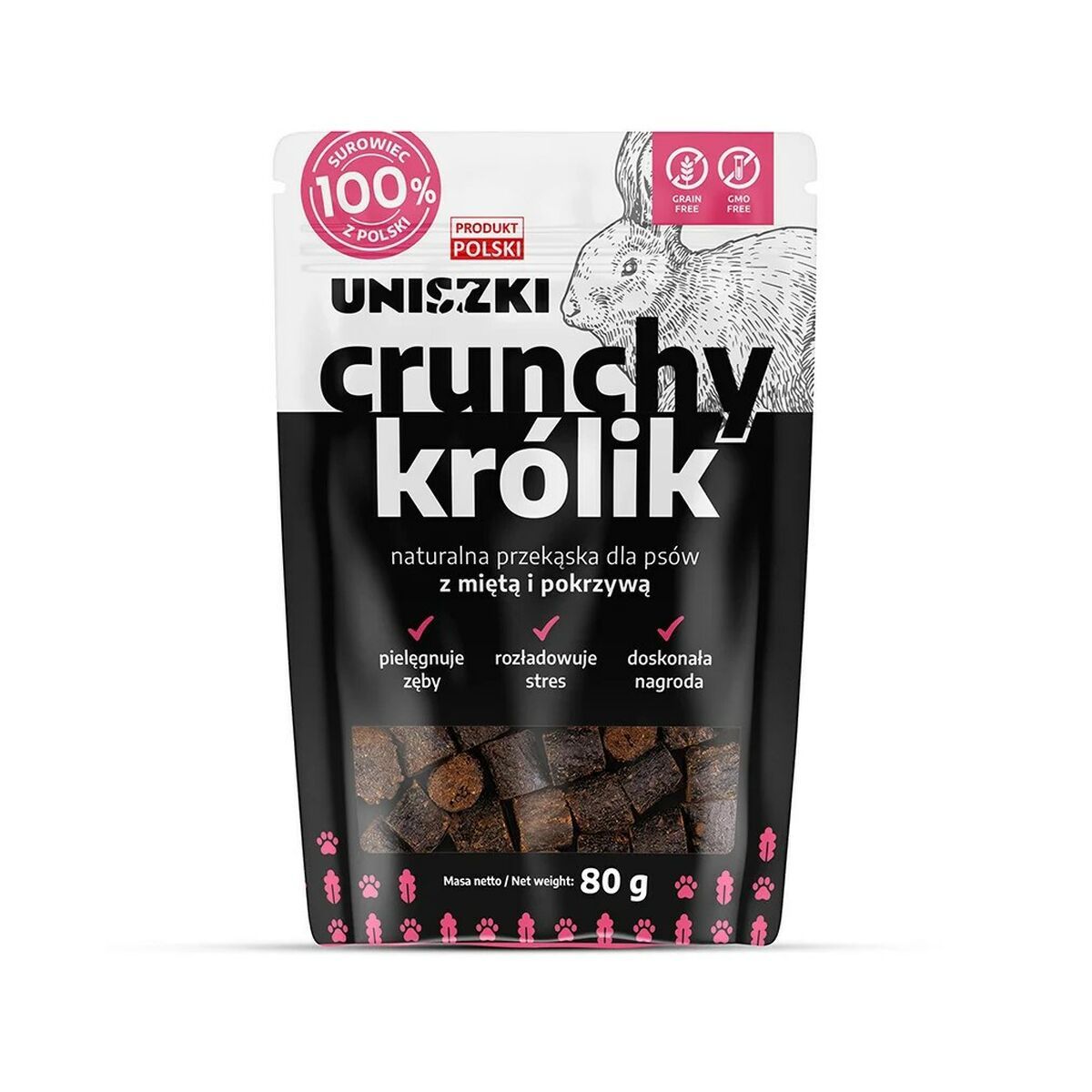 Snack para Perros Uniszki Crunchy Conejo con Menta y Ortiga Conejo 80 g