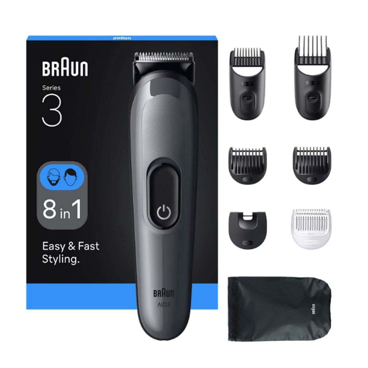 Afeitadora Recargable Ergonómica Multifunción 8 en 1 Braun 8 Piezas
