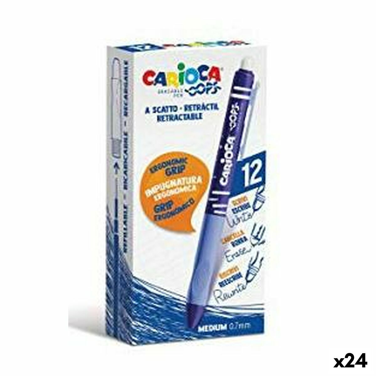 Set de Bolígrafos Carioca Azul 0,7 mm (24 Unidades) (12 Piezas)