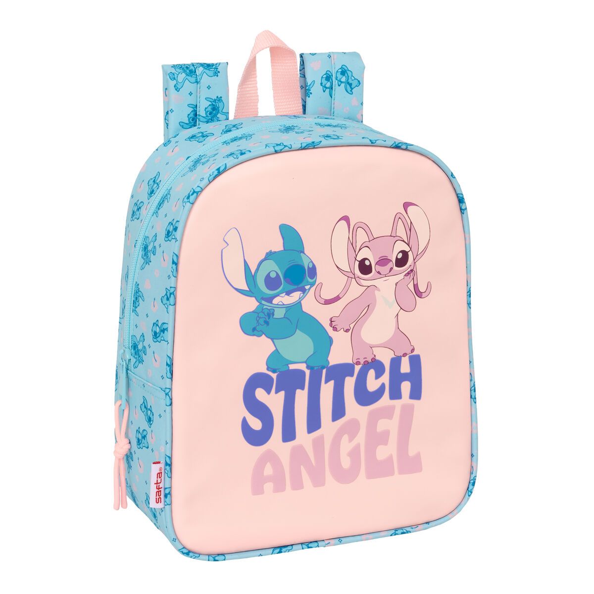 Mochila Escolar Lilo & Stitch Ohana Rosa Azul claro 22 x 27 x 10 cm
