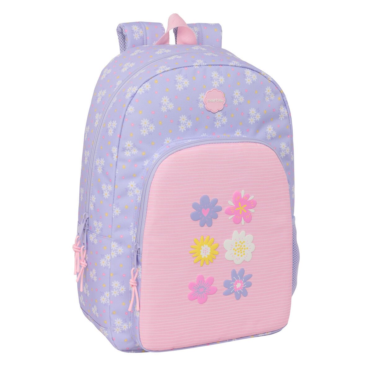 Mochila Escolar Safta Bouquet Rosa Lila 30 x 46 x 14 cm