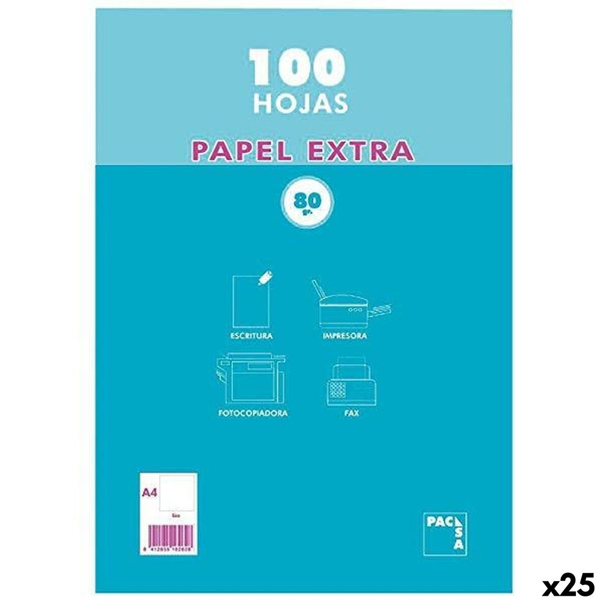 Papel Pacsa Blanco A4 100 Hojas (25 Unidades)