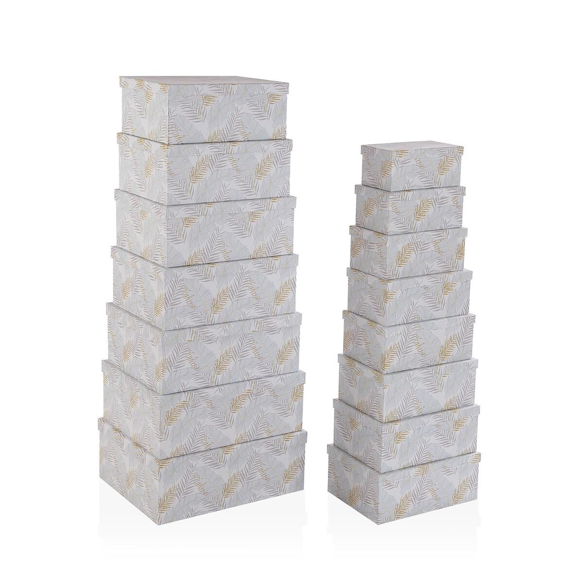 Juego de Cajas Decorativas Versa Cartón Plumas (15 Piezas)