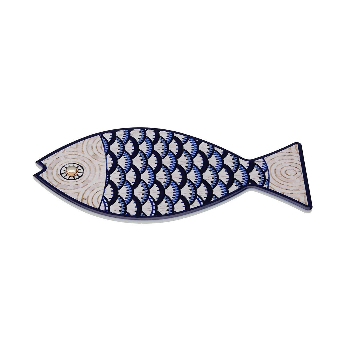 Salvamantel Versa Azul Gris Corcho Cerámica Pez 14 x 0,7 x 20 cm