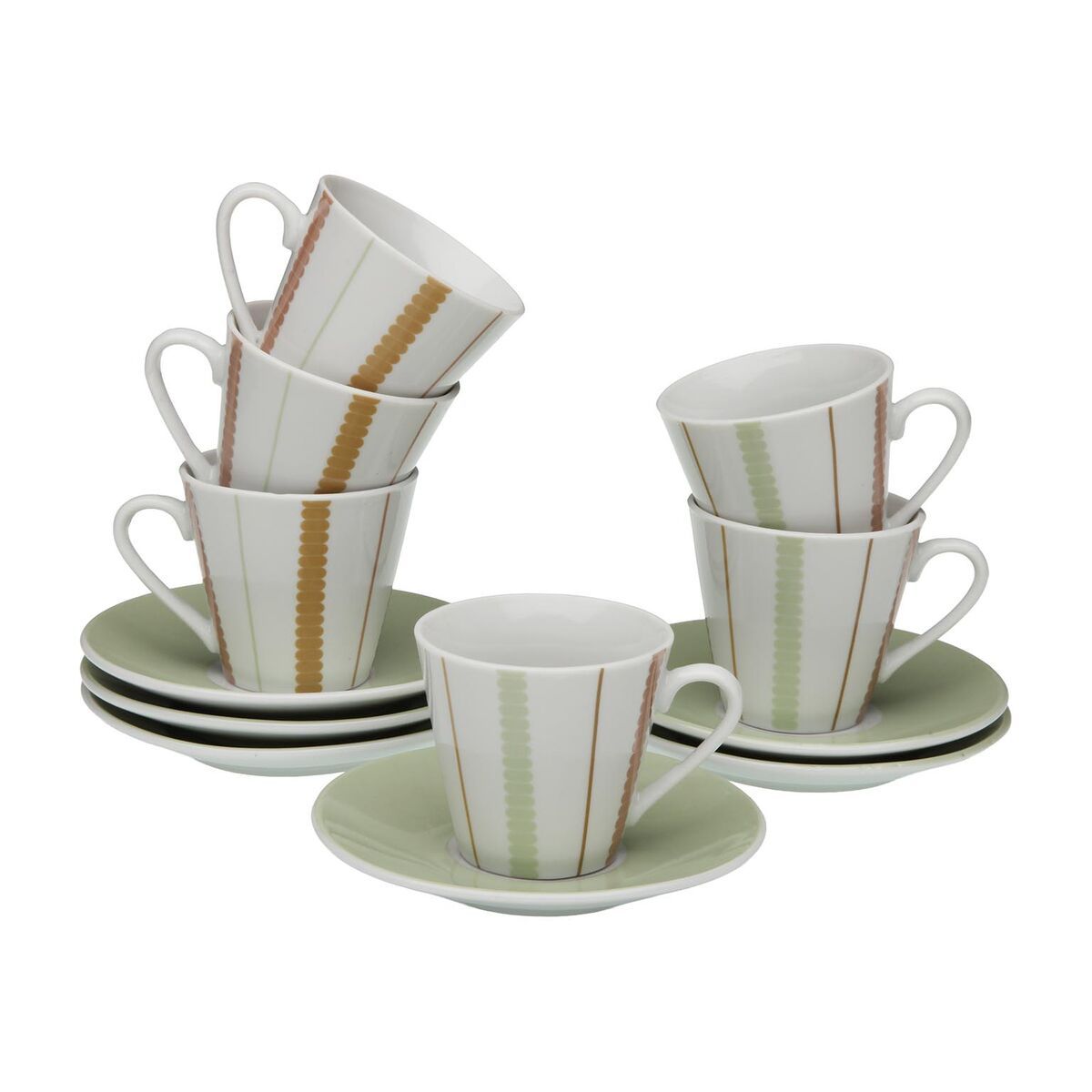 Juego de 6 Tazas con Plato Versa Flint Porcelana