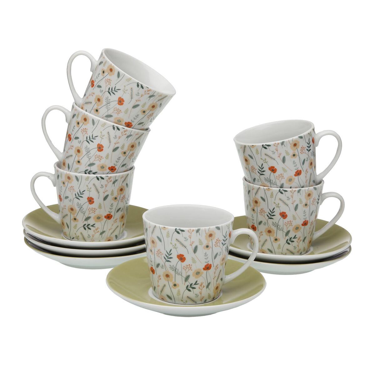 Juego de 6 Tazas con Plato Versa verdi Porcelana