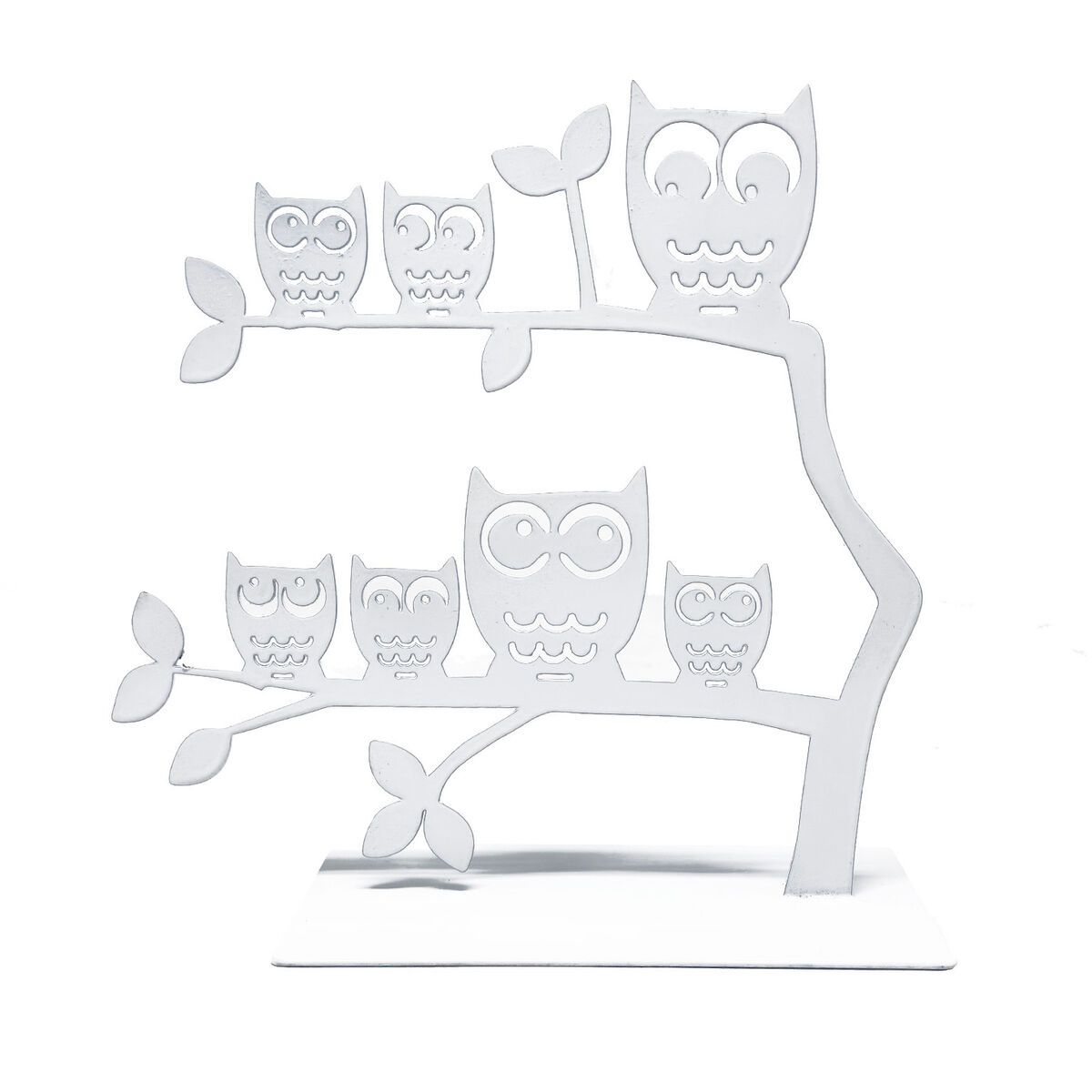 Joyero de Pie Versa Blanco Metal Hierro 7 X 18 X 18 CM Familia Búhos