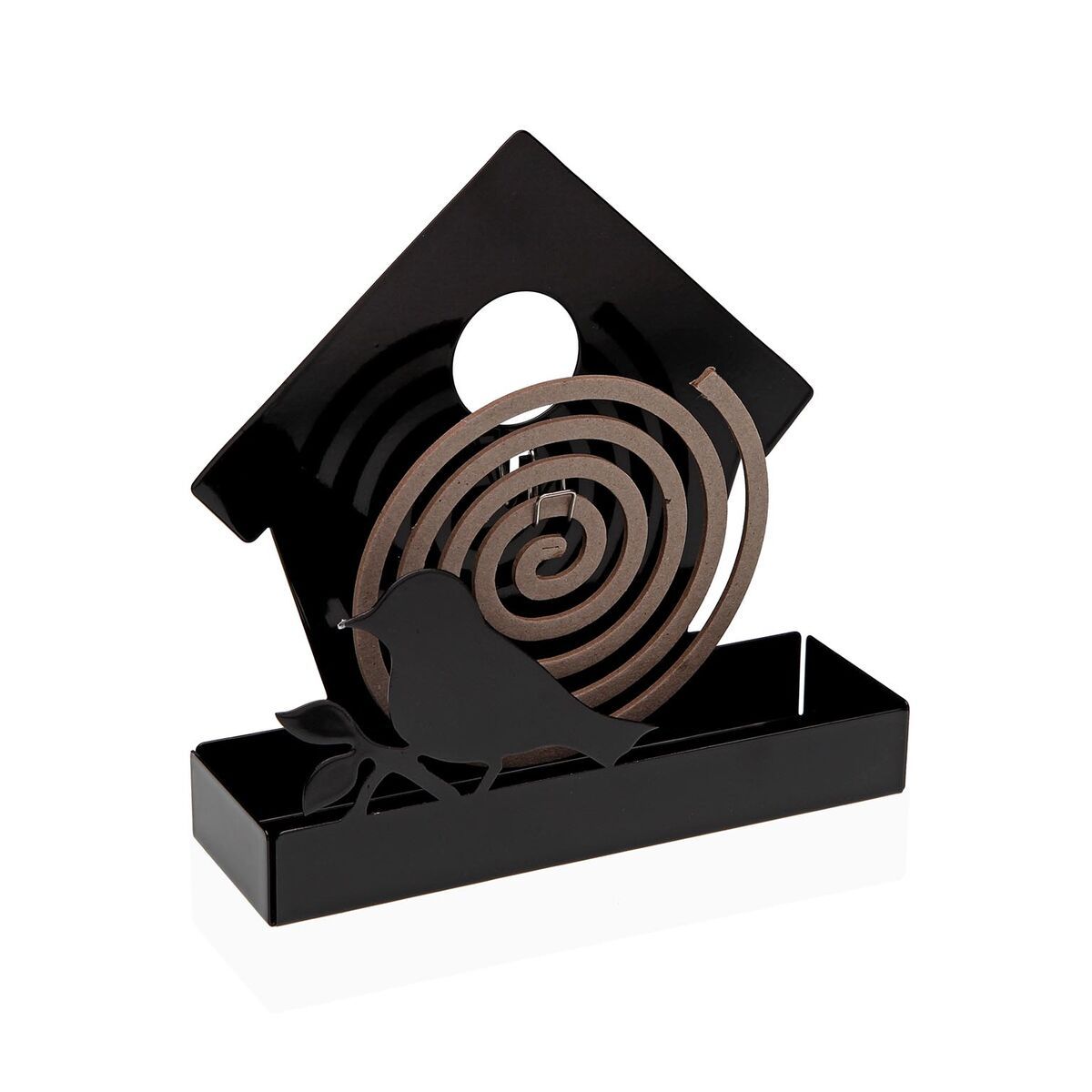 Soporte para espirales antimosquitos Versa Negro Metal 5 x 17 x 17 cm Pájaro