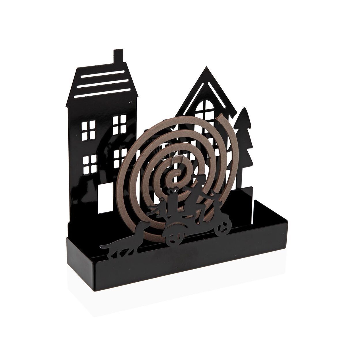 Soporte para espirales antimosquitos Versa Negro Metal 5 x 17 x 17 cm Casa