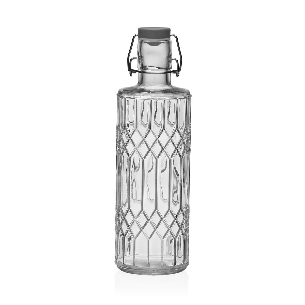 Botella de Agua Versa Transparente Vidrio Aluminio