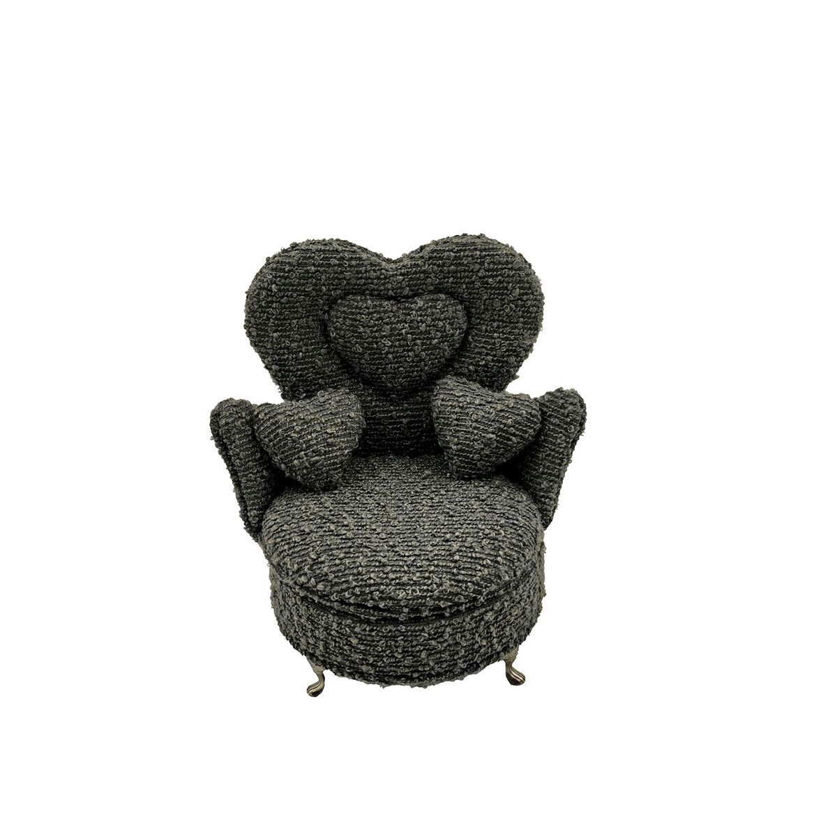 Caja-Joyero Versa Gris Poliéster Metal Espejo Madera MDF 12 x 19 x 18 cm Sillón