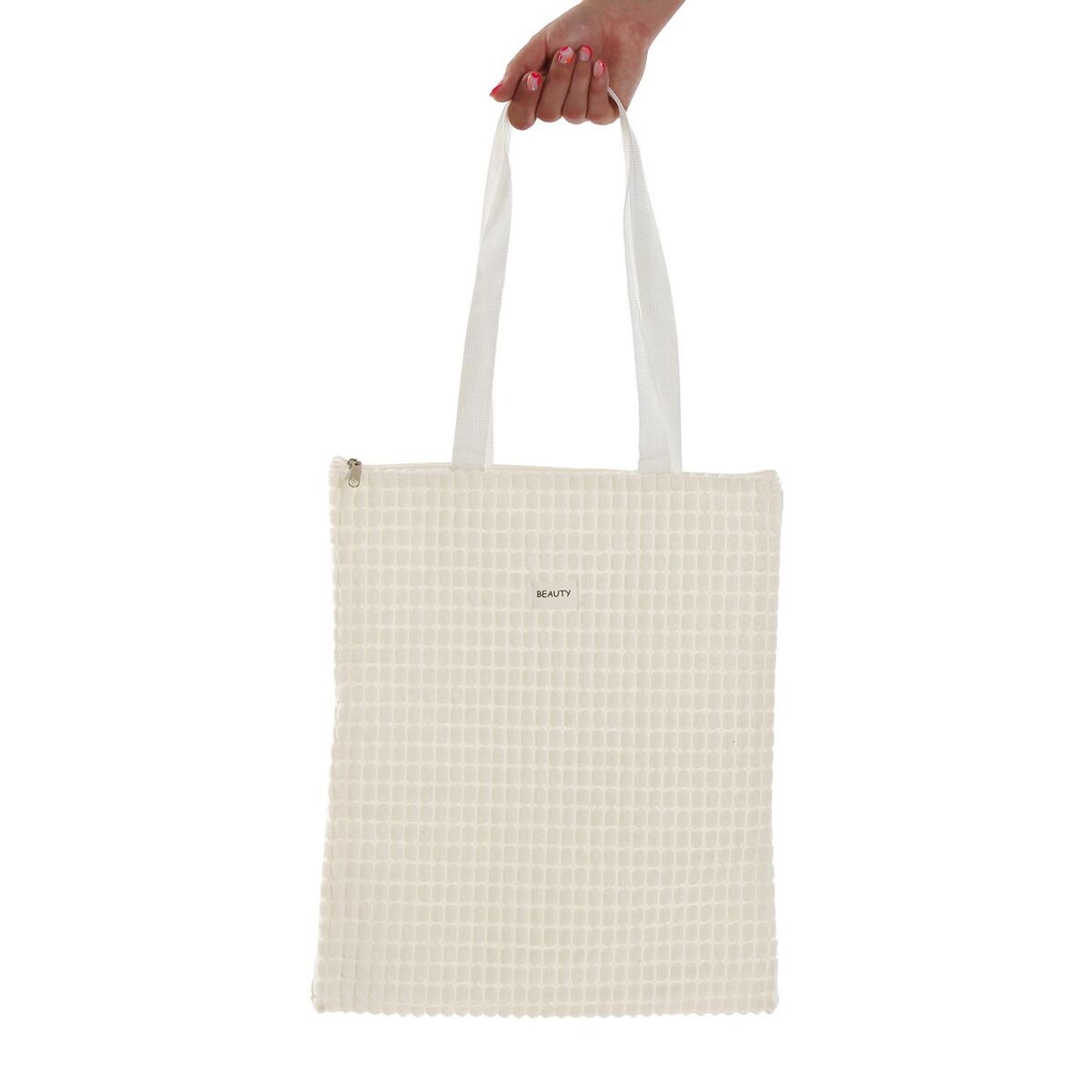 Bolso Mujer Versa Corduroy Blanco 40 x 33 cm