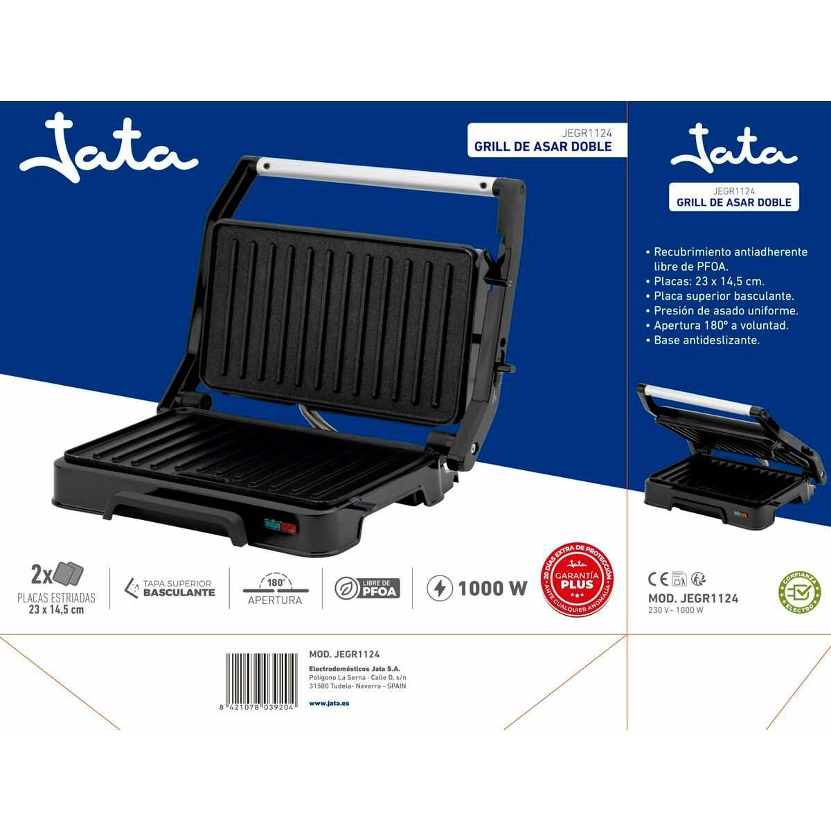 Sandwichera Grill JATA JEGR1124 Negro 1000 W