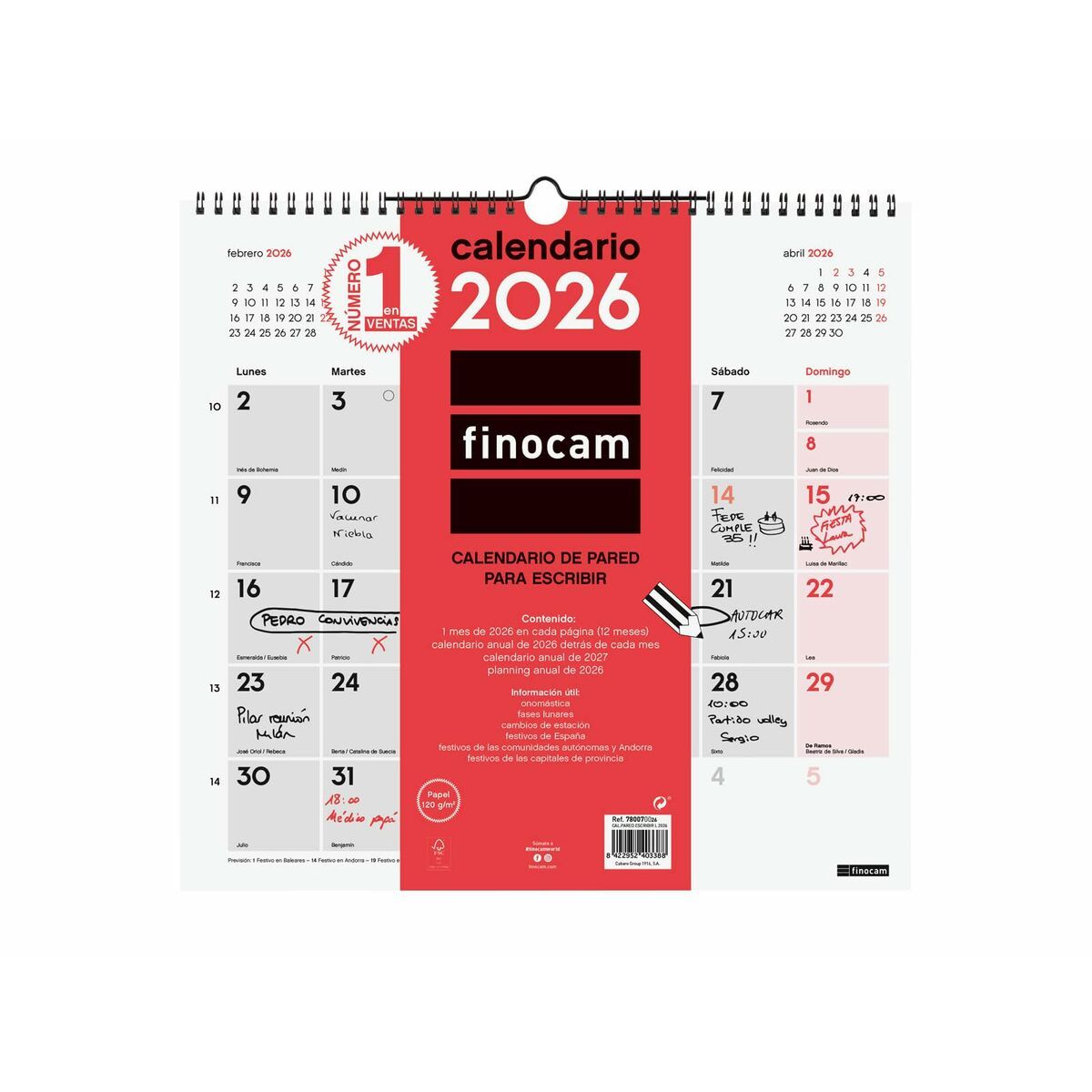 Calendario de pared Finocam Papel 34 x 32 cm