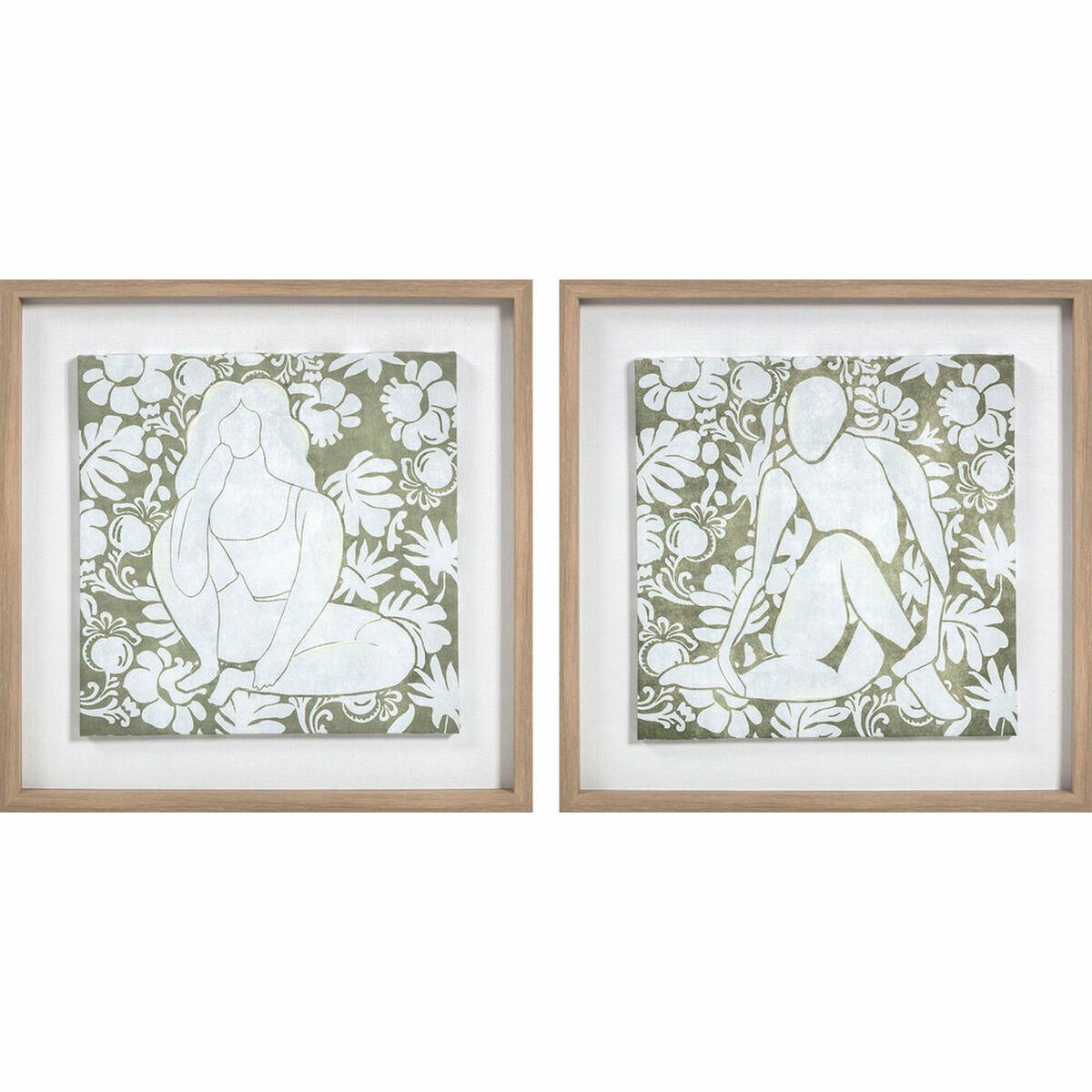 Lienzo DKD Home Decor Madera Floral (2 Unidades) (Reacondicionado D)