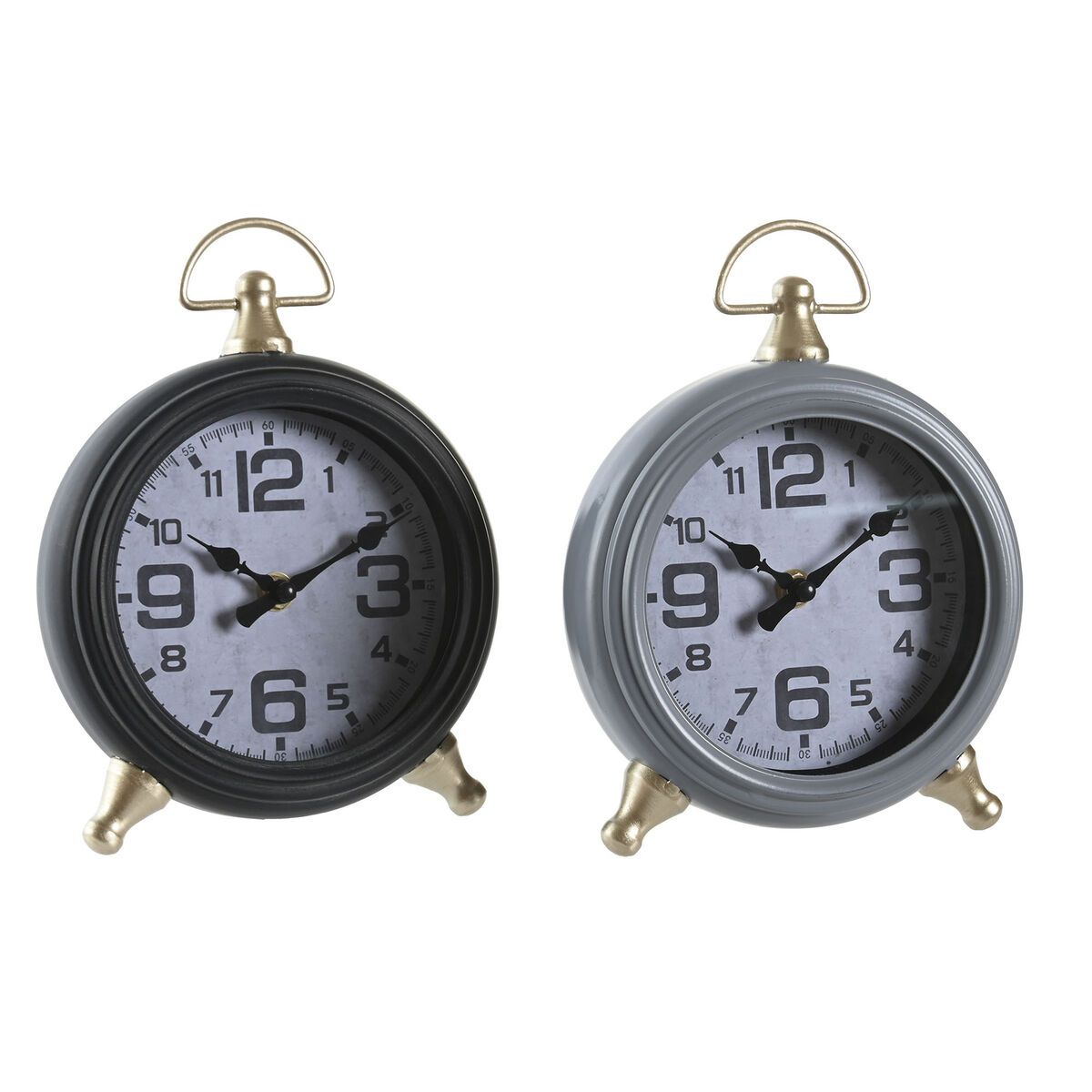 Reloj de Mesa DKD Home Decor Negro Gris Dorado Tradicional (2 Unidades)