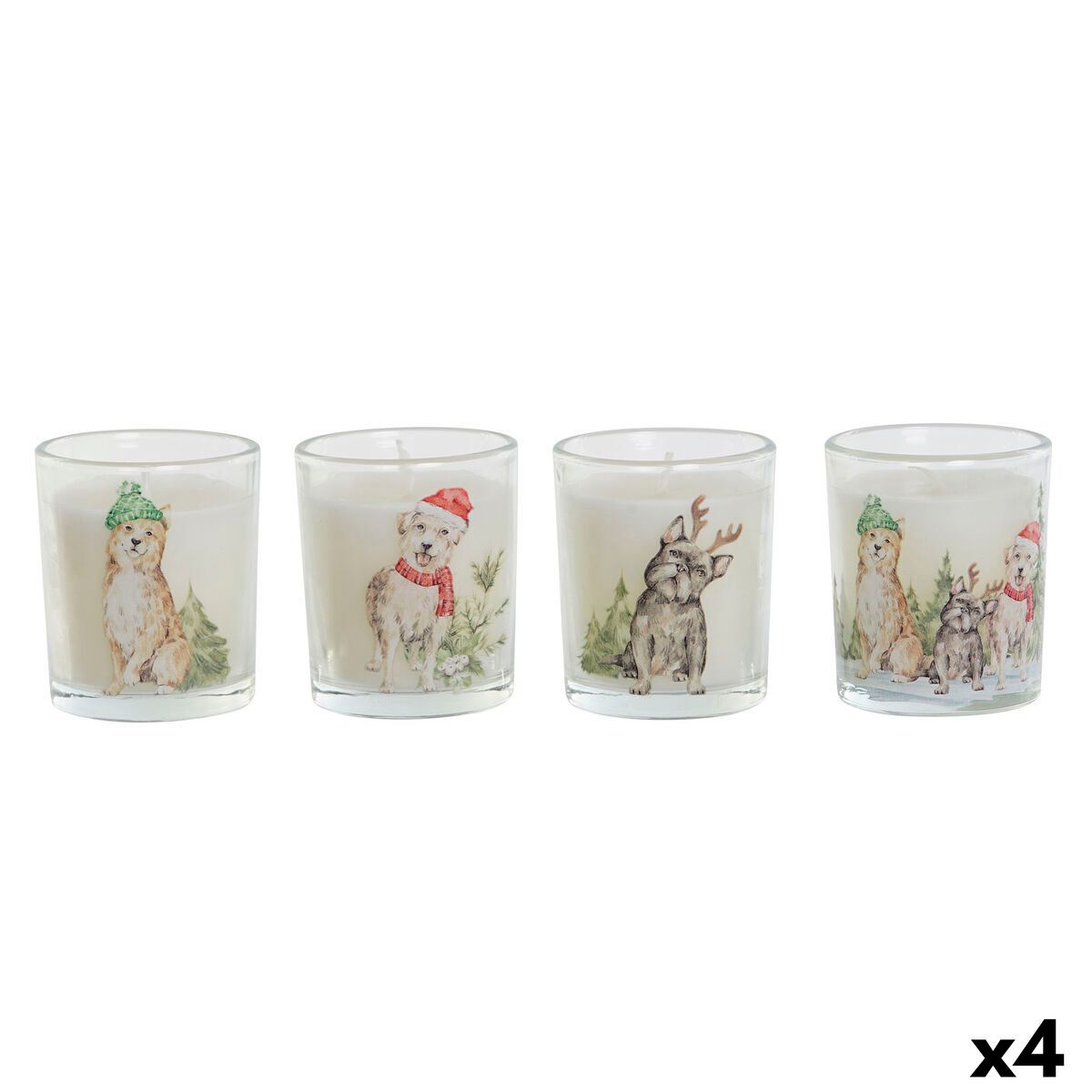 Vela DKD Home Decor Blanco 5 x 5 x 6 cm (4 Unidades)