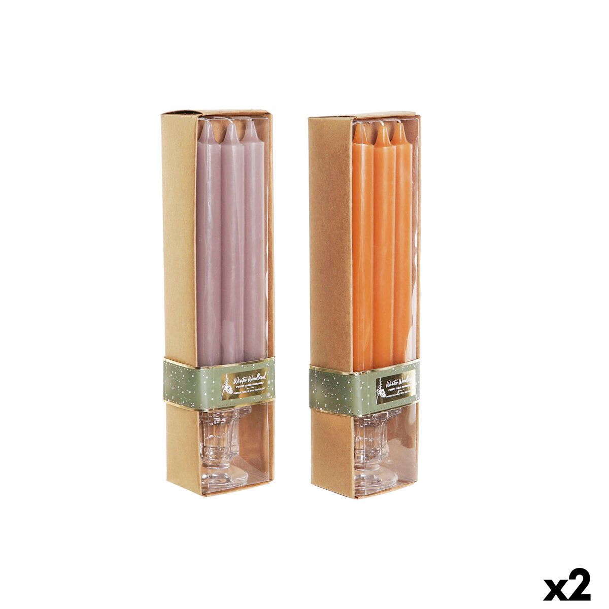 Set de Velas DKD Home Decor Gris Naranja 2 x 2 x 20 cm 4 Piezas (2 Unidades)