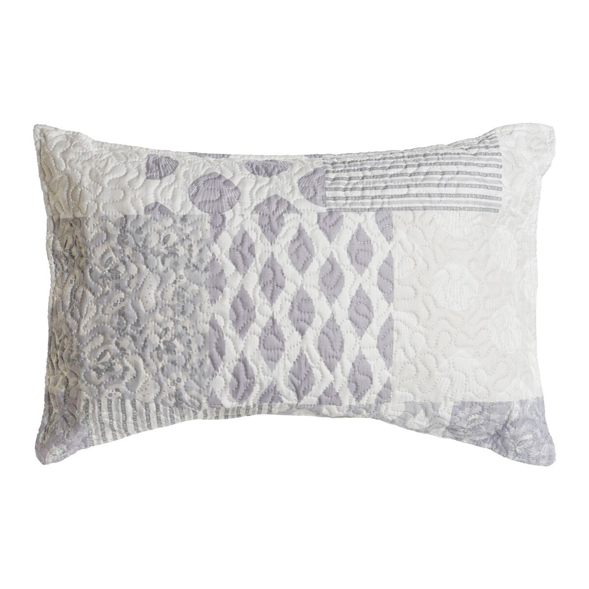 Cojín DKD Home Decor Beige Gris Poliéster Patchwork 60 x 10 x 40 cm