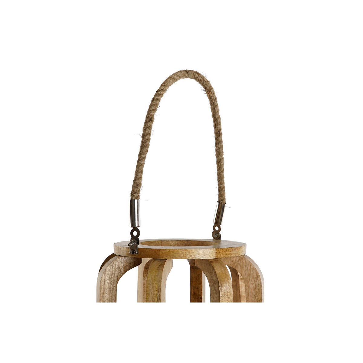 Portavelas Home ESPRIT Natural Cristal Madera de mango