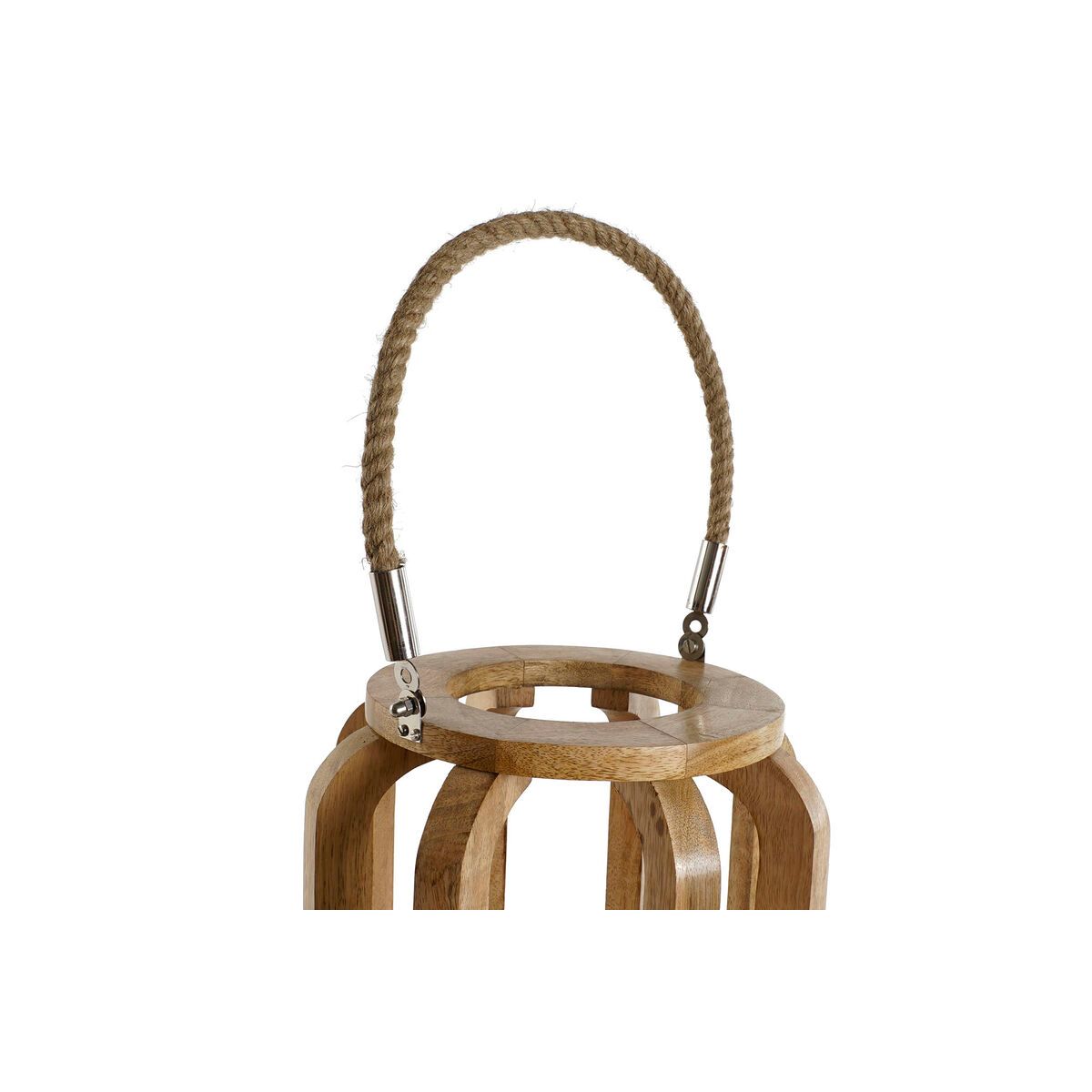 Portavelas Home ESPRIT Natural Cristal Madera de mango 25 x 25 x 35 cm
