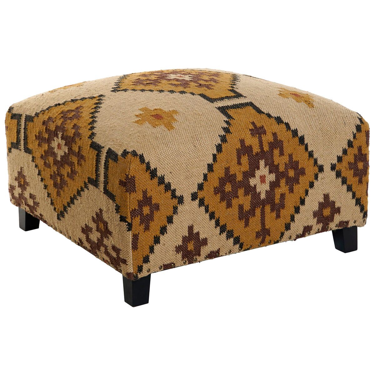 Reposapiés Home ESPRIT Beige Mostaza 80 x 80 x 44 cm
