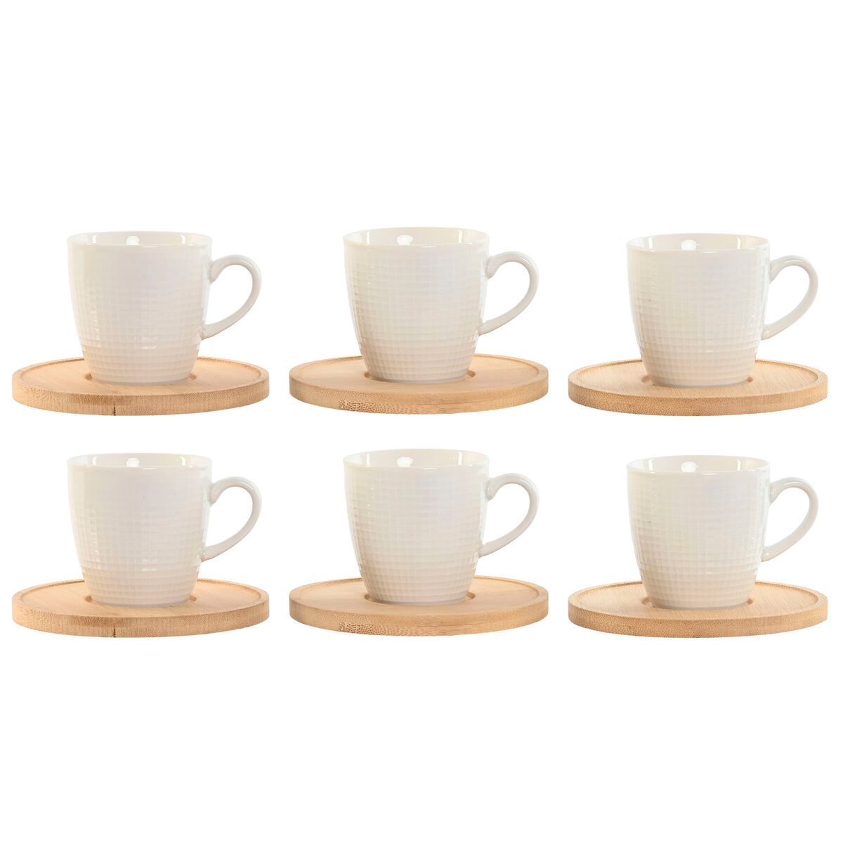 Juego de Tazas de Café Home ESPRIT Blanco Bambú Porcelana 90 ml