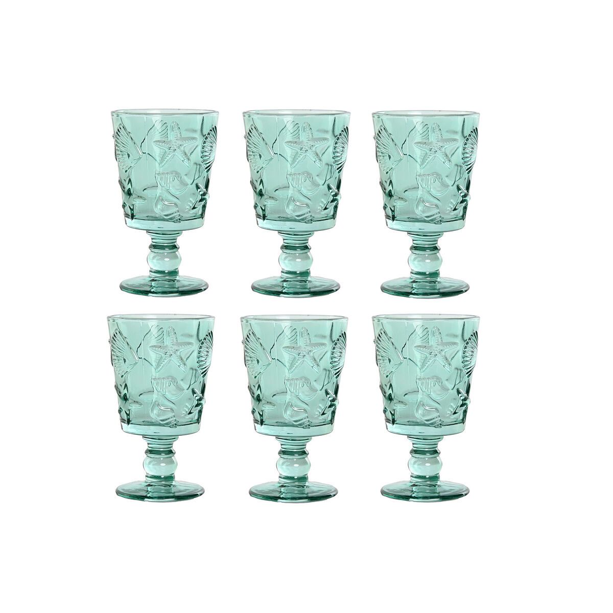 Set de Copas Home ESPRIT Turquesa Cristal 345 ml (6 Unidades)