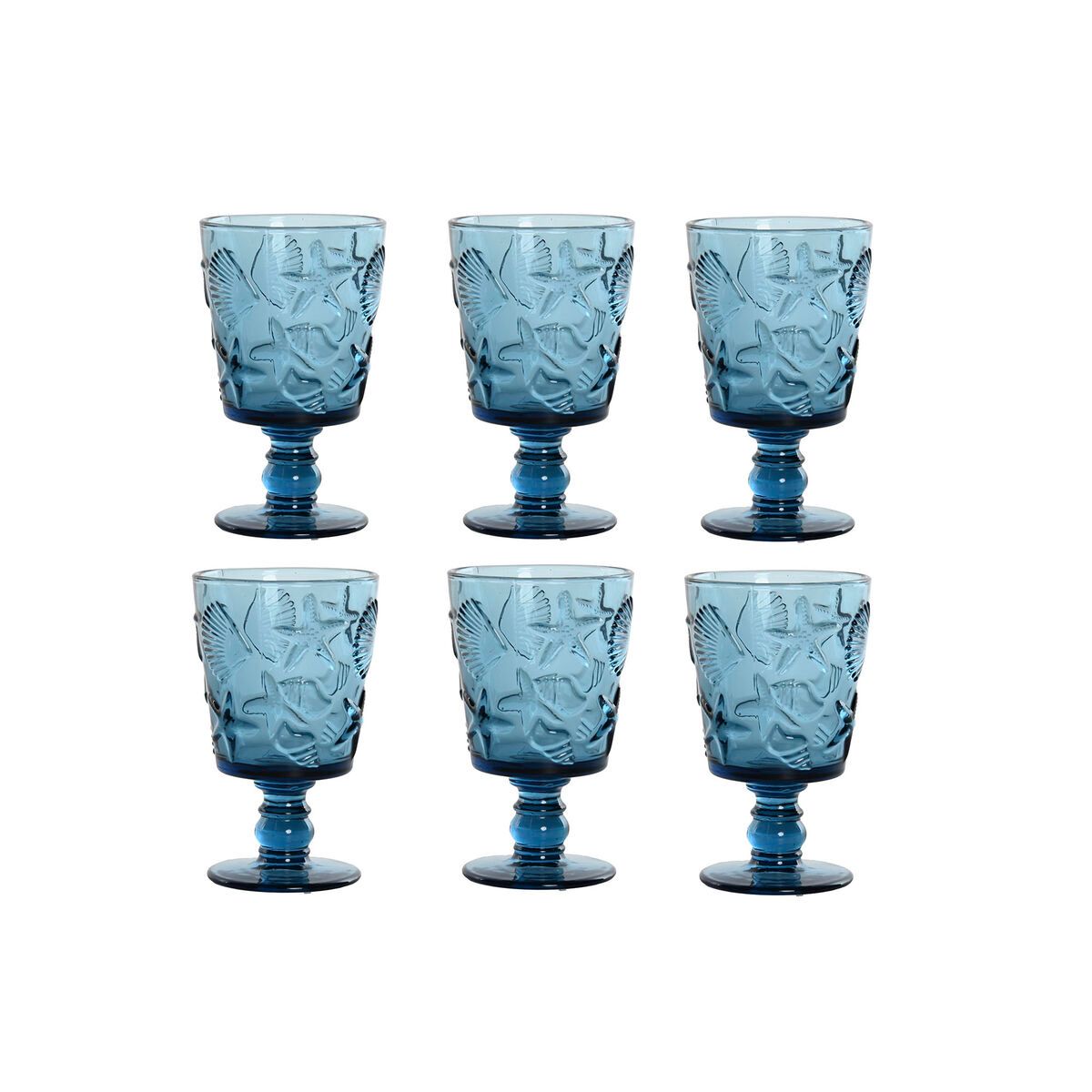 Set de Copas Home ESPRIT Azul Cristal 345 ml (6 Unidades)