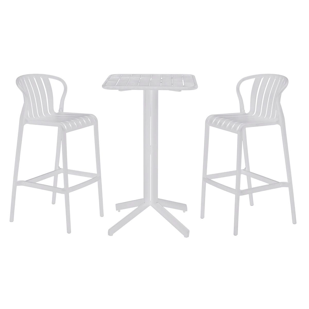Conjunto de Mesa con 2 Sillas Home ESPRIT Blanco Metal Polipropileno 60 x 60 x 102 cm