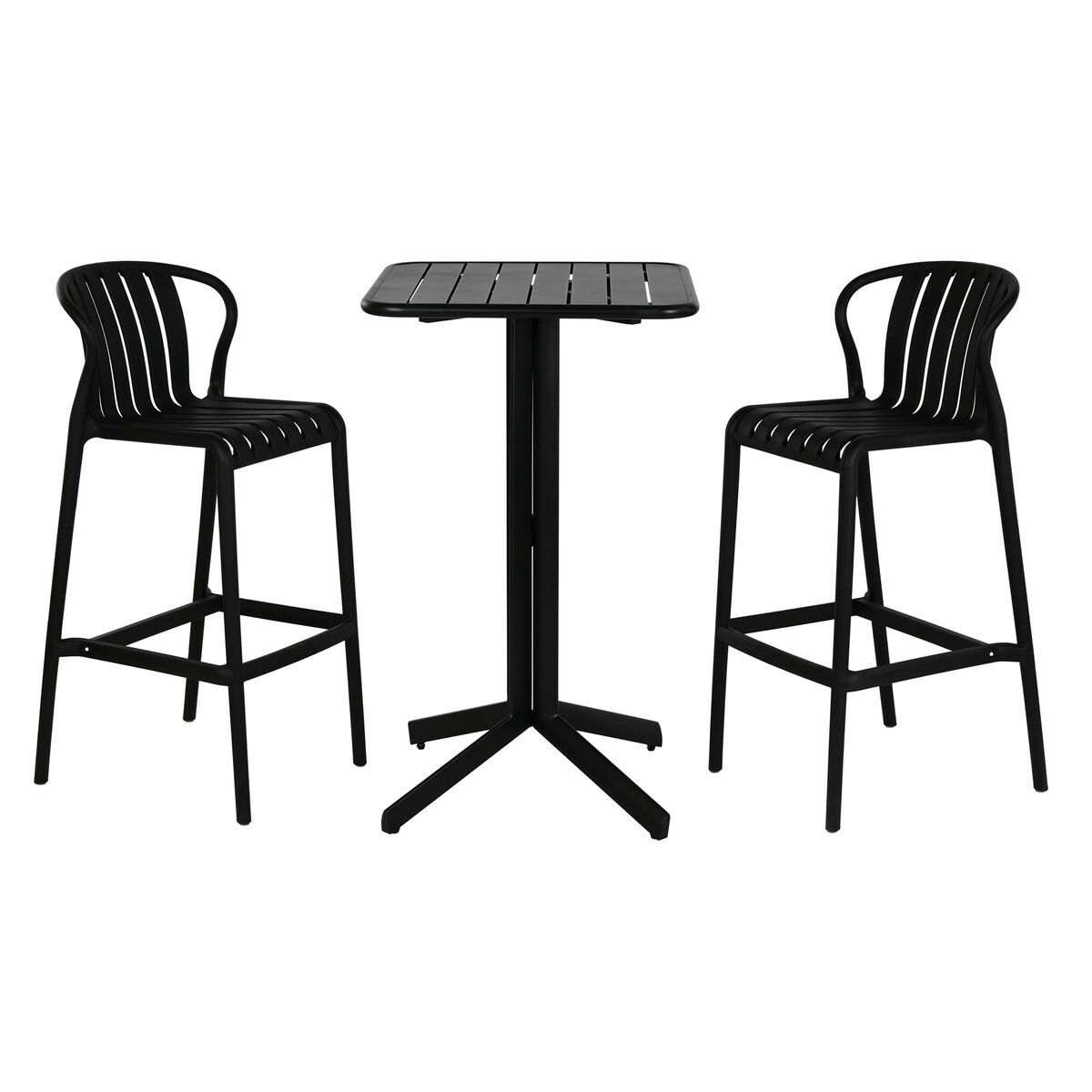 Conjunto de Mesa con 2 Sillas Home ESPRIT Negro Metal Polipropileno 60 x 60 x 102 cm