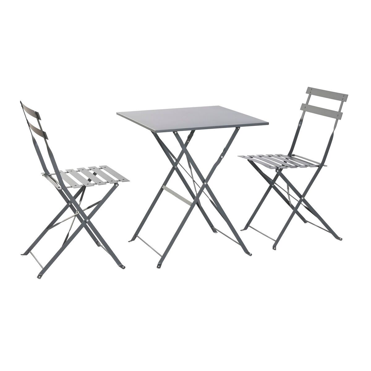 Conjunto de Mesa con 2 Sillas Home ESPRIT Gris 60 x 60 x 71 cm