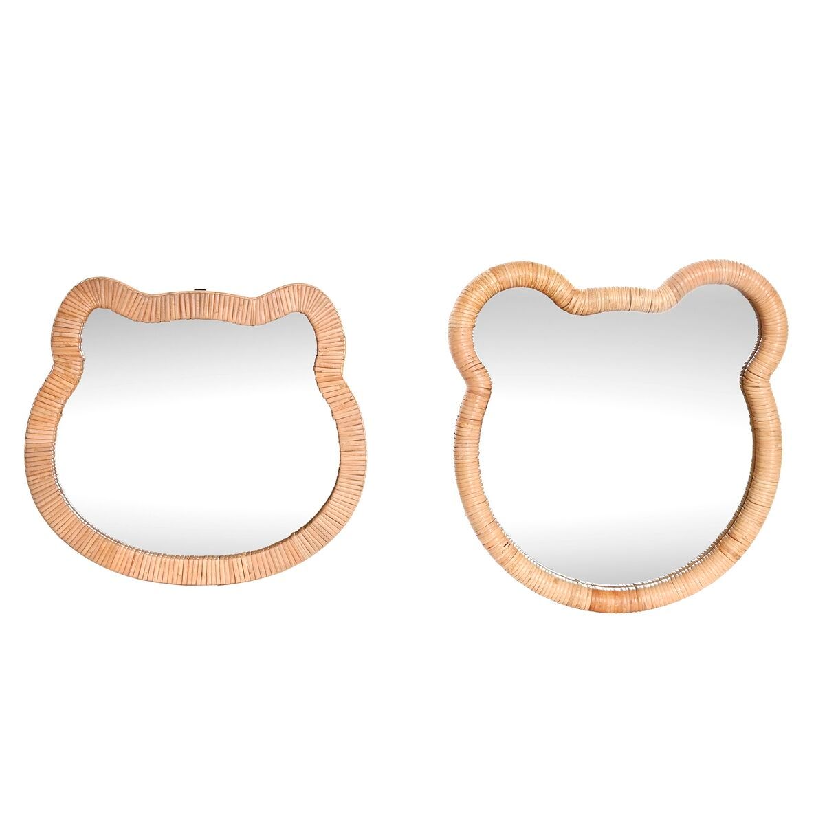 Espejo de pared Home ESPRIT Natural 40 x 3 x 42 cm 40 x 3 x 43 cm (2 Unidades)