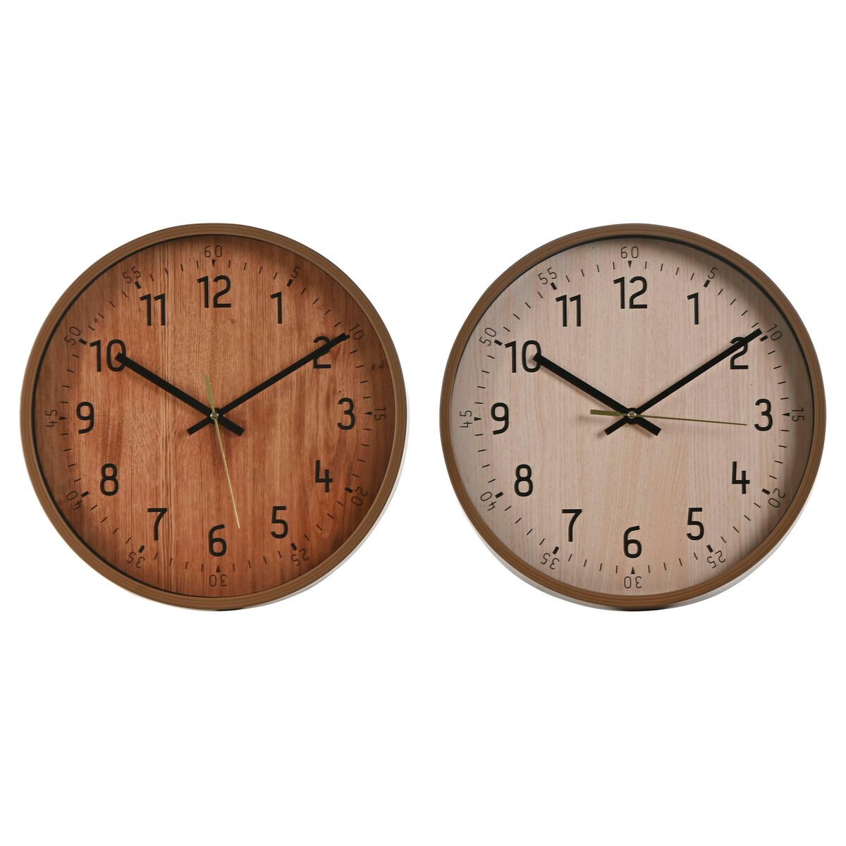 Reloj de Pared Home ESPRIT Marrón Natural PVC Madera 30 x 4 x 30 cm (2 Unidades)