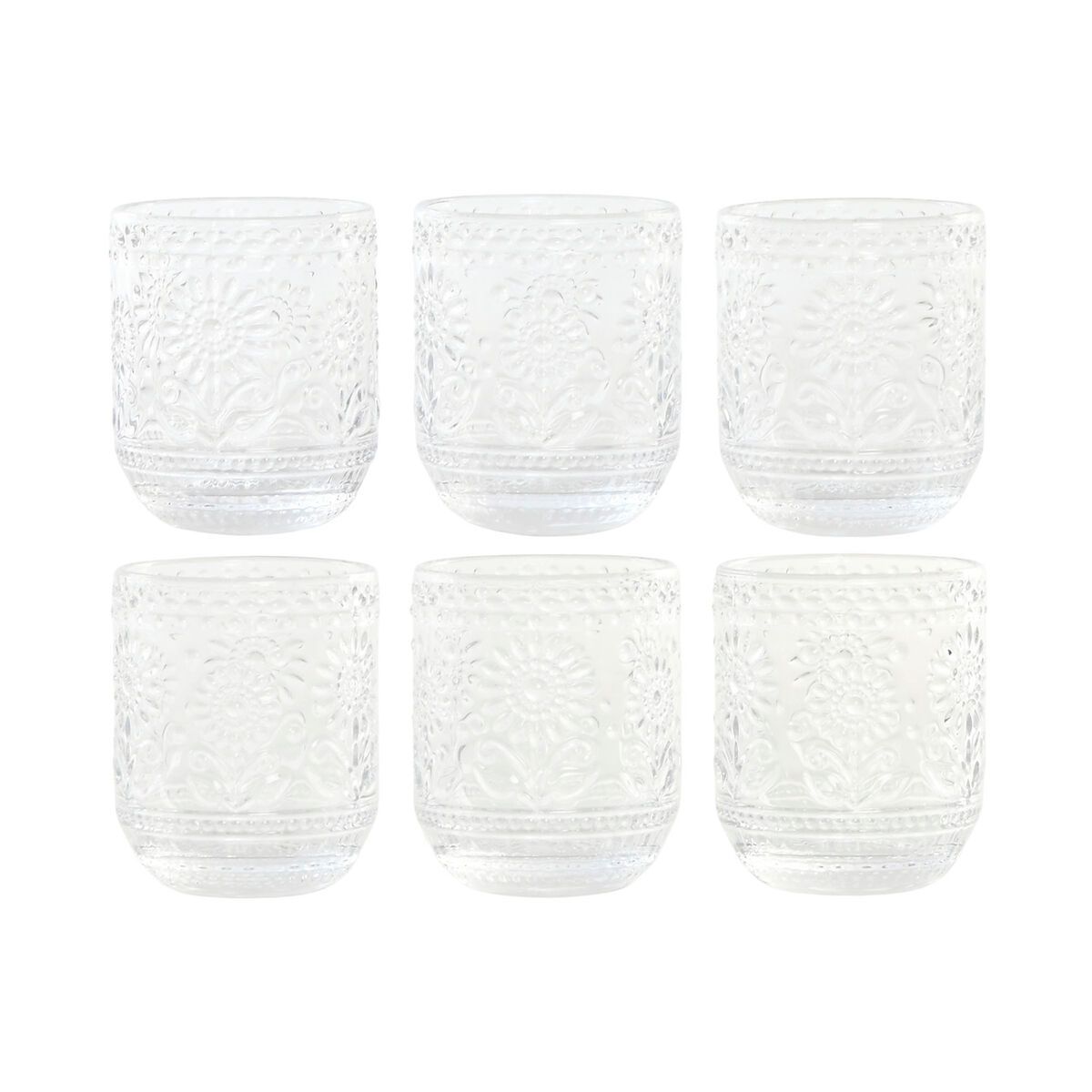 Set de Vasos Home ESPRIT Transparente Cristal Con relieve 360 ml (6 Unidades)
