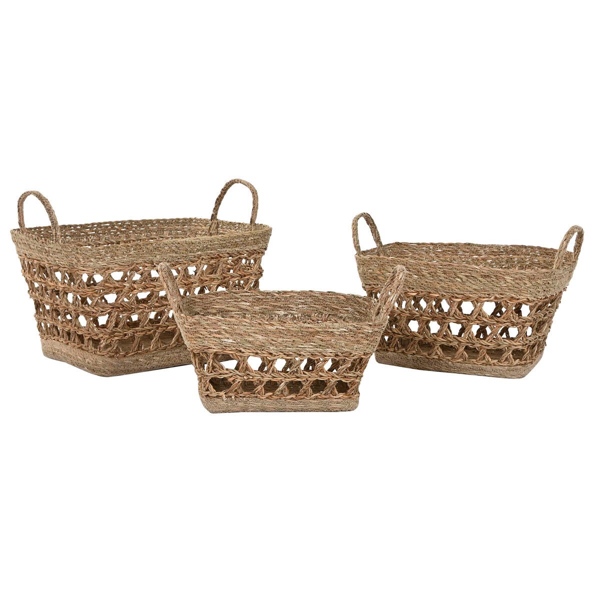 Juego de Cestas Home ESPRIT Hierba marina Tropical 45 x 35 x 35 cm