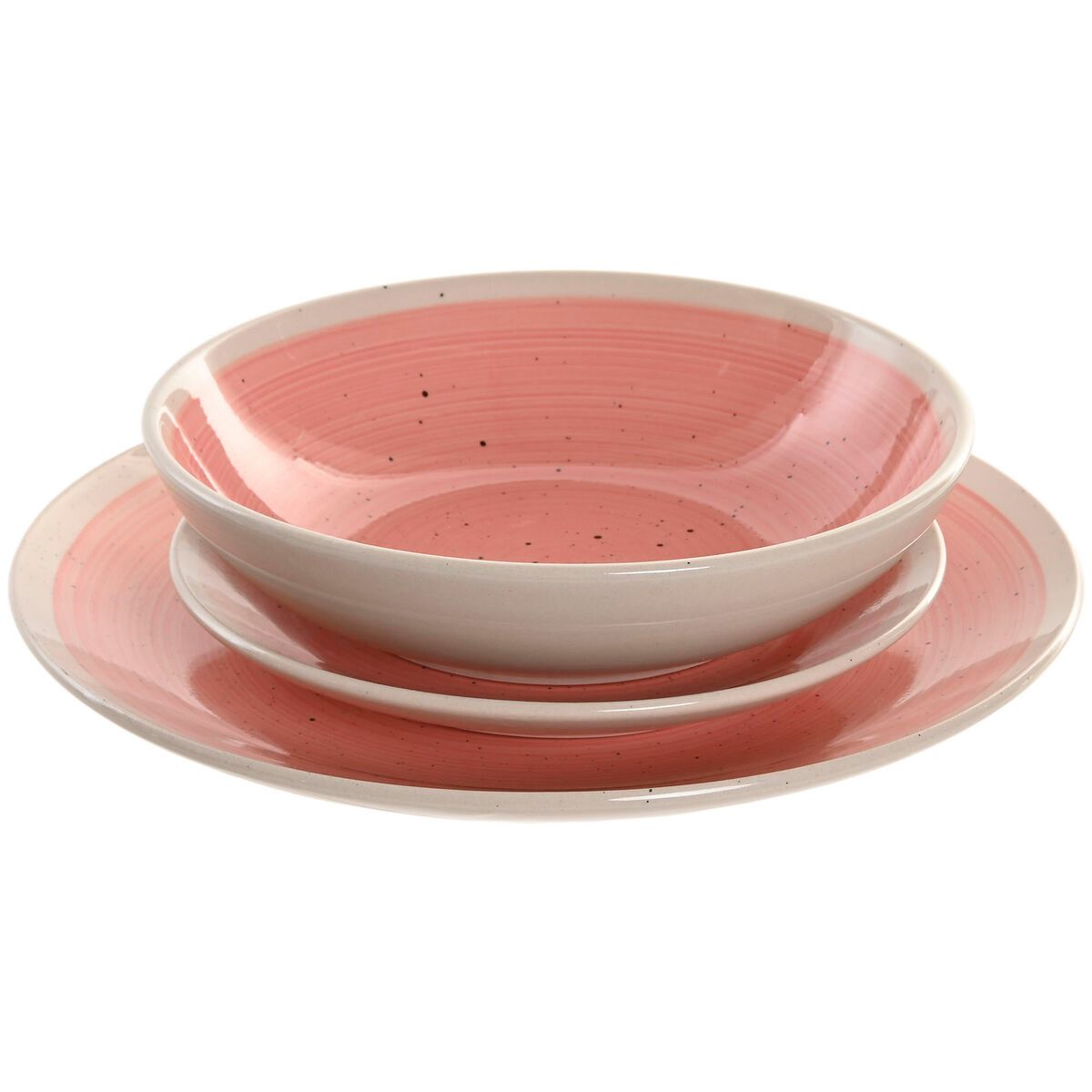 Vajilla Home ESPRIT Blanco Rosa Gres 18 Piezas