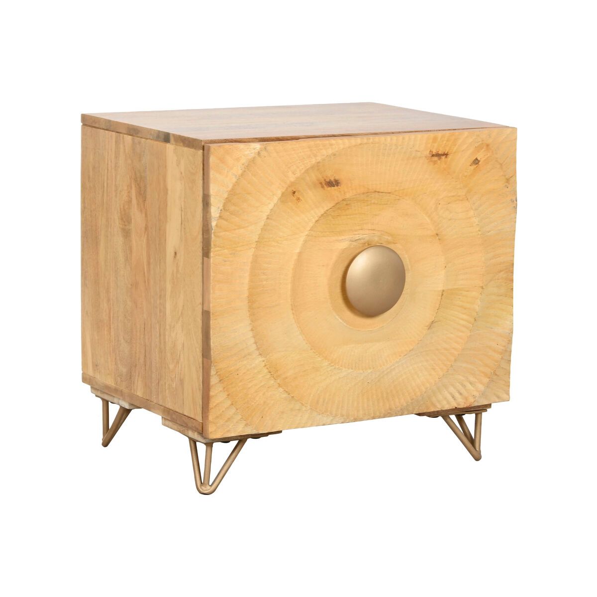 Mesita de Noche Home ESPRIT Dorado Natural 50 x 40 x 50 cm