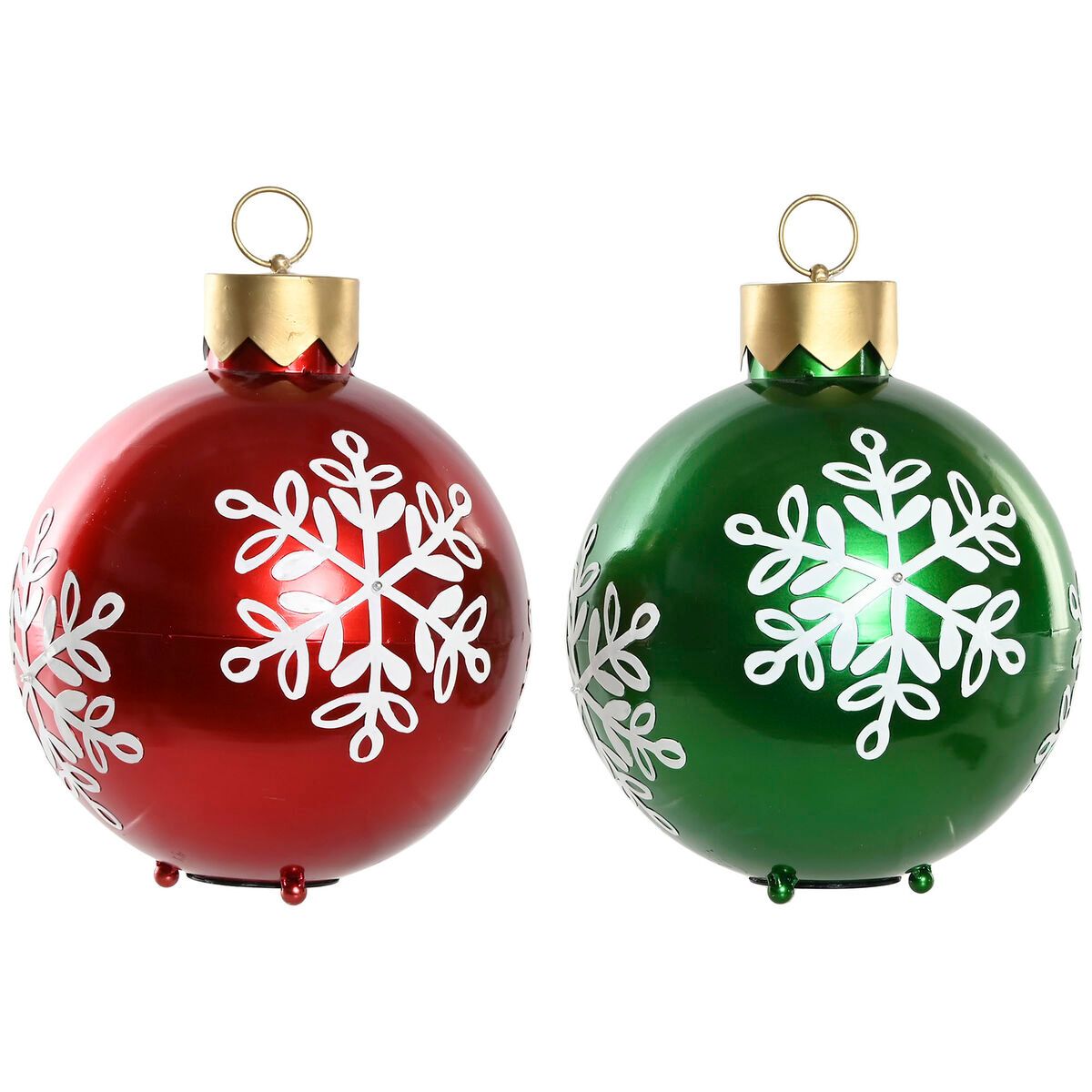Bolas de Navidad Home ESPRIT Rojo Verde Metal LED (2 Unidades)