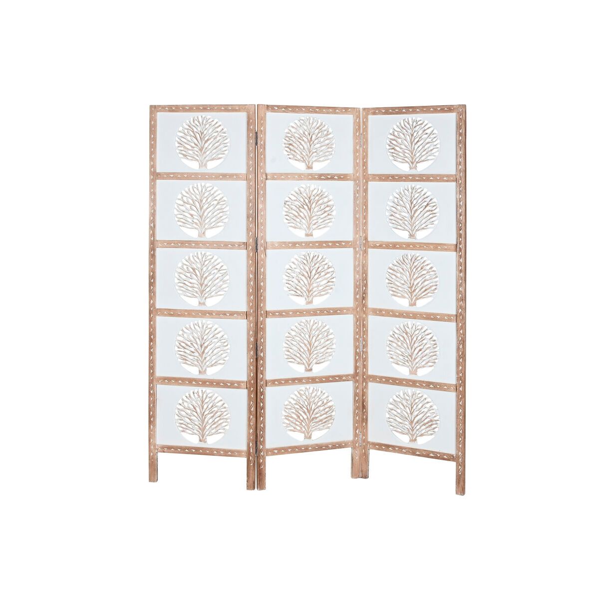 Biombo Home ESPRIT Blanco Natural Madera de mango Madera MDF 153 X 2,3 X 182 CM