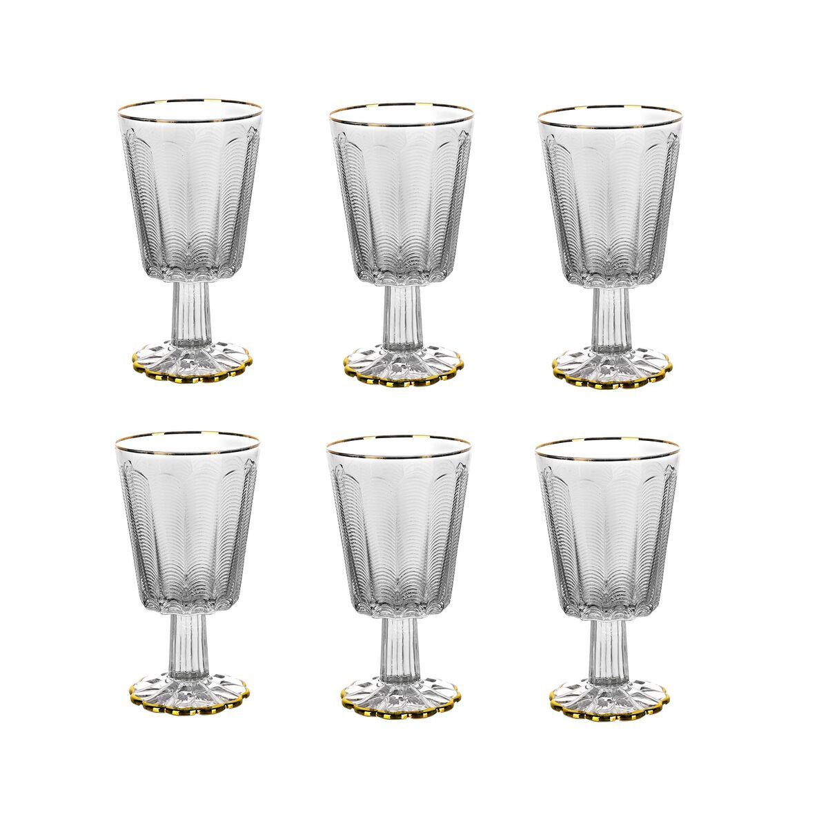 Set de Copas Home ESPRIT Transparente Dorado Cristal 445 ml