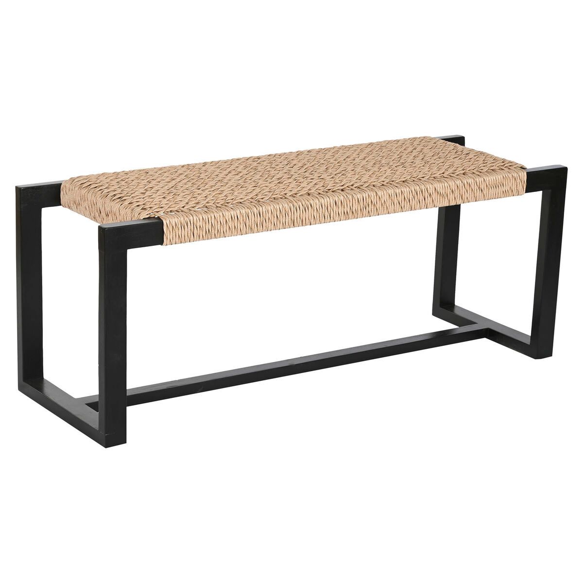 Banqueta Home ESPRIT Negro Fibra sintética Fibra madera de teca 120 x 40 x 45 cm