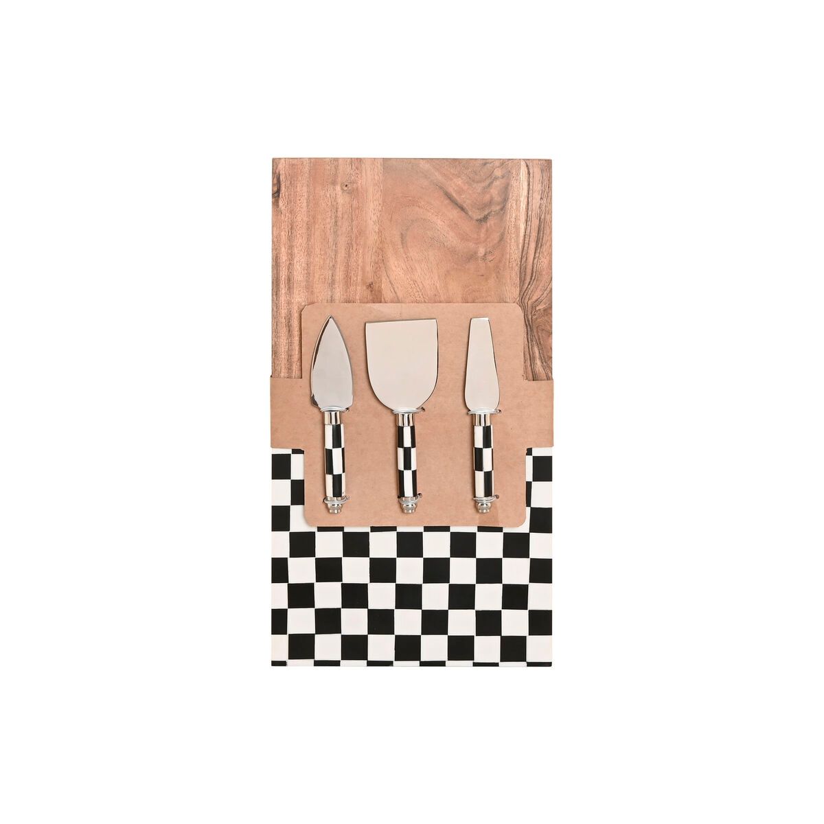 Tabla de cortar Home ESPRIT Blanco Negro Natural Moderno 20 X 38 X 1,5 CM (4 Piezas)