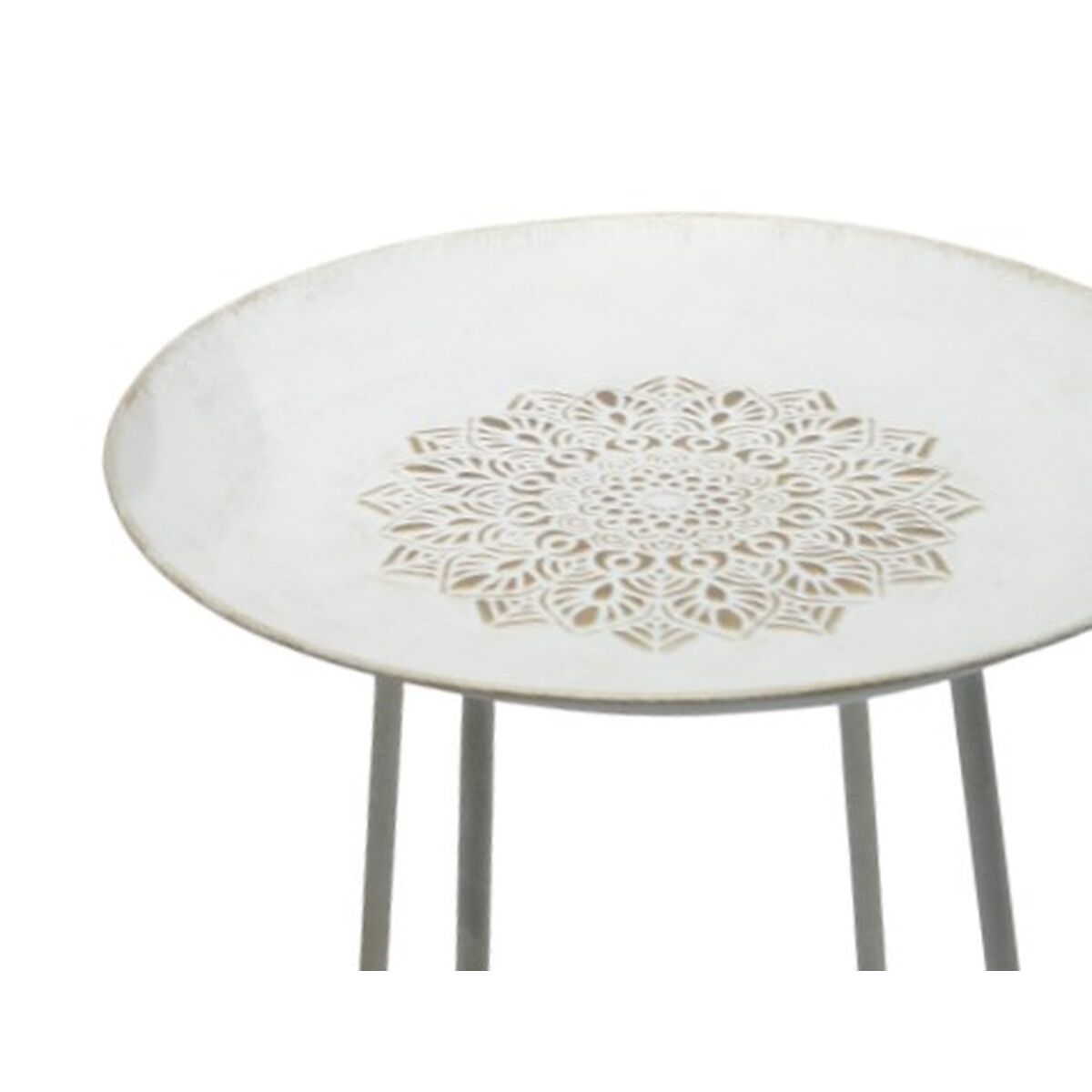 Mesa auxiliar Home ESPRIT Blanco Dorado 48 x 48 x 66 cm