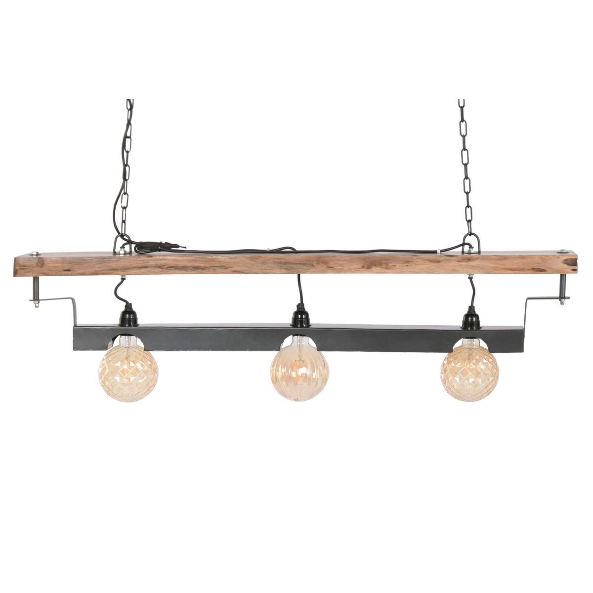 Lámpara de Techo Home ESPRIT Marrón Negro Hierro Acacia 116 X 16 X 26 CM