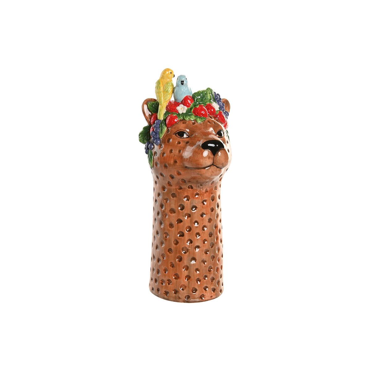 Jarrón Home ESPRIT Marrón Cerámica Tropical 16 x 16 x 38 cm
