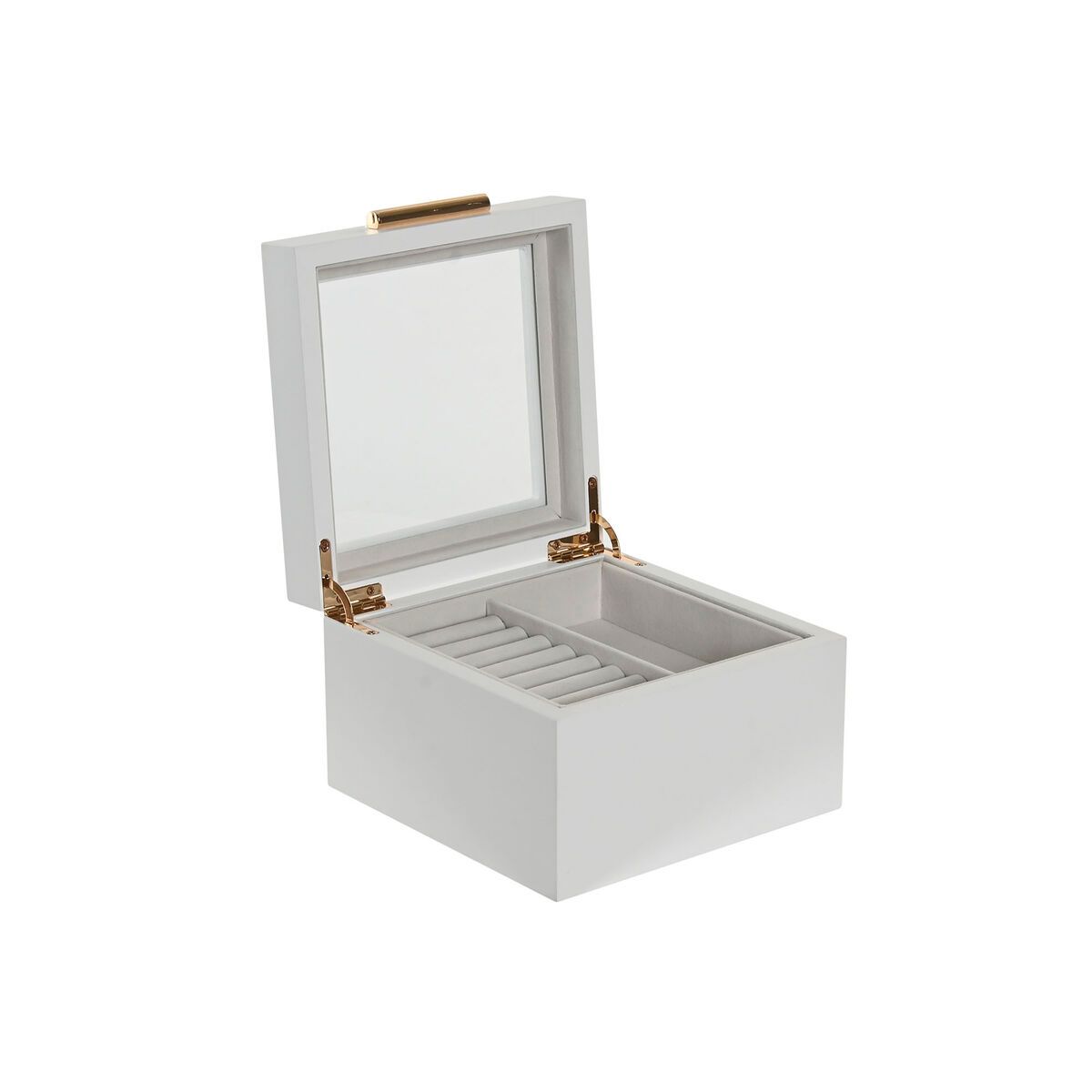 Caja-Joyero Home ESPRIT Blanco Madera Cristal