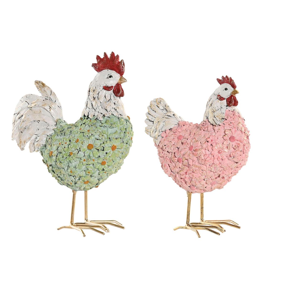 Figura Decorativa Home ESPRIT Verde Rosa (2 Unidades)